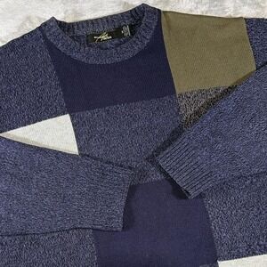 90s Vintage Bill Blass Studio Colorblock Knit Sweater | 2XL